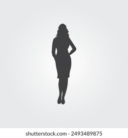 Business woman silhouette flat vector design