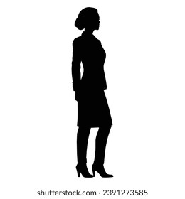 Business Woman Silhouette on White Background.