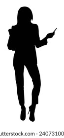 Business woman silhouette standing full length illustration