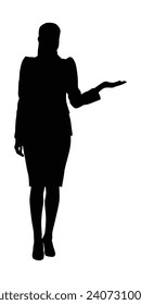 Business woman silhouette standing full length illustration