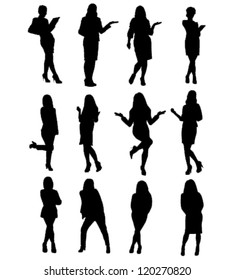 Business woman silhouettes.Vector