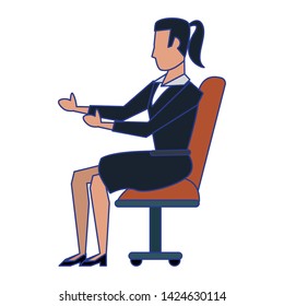 business woman sitting avatar cartoon character vector illustration graphic design
