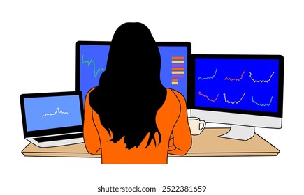 business woman sitting looking at computer display