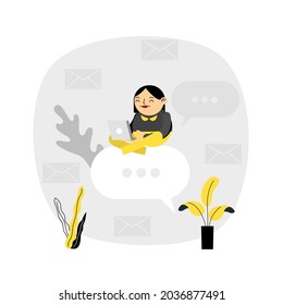 business woman sitting on bubble vector