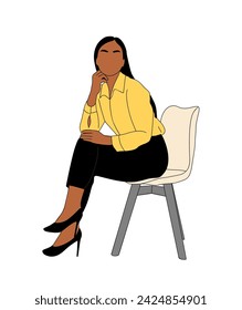 Business woman sitting on the chair isolated.