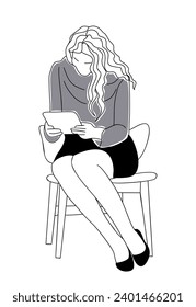 Business woman sitting on an office chair vector.