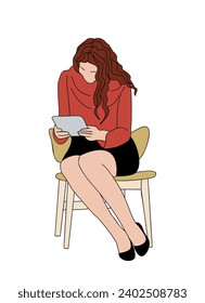 Business woman sitting on an office chair vector.