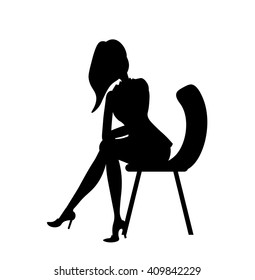 Business Woman Sitting Silhouette Stock Vector (Royalty Free) 409842229 ...