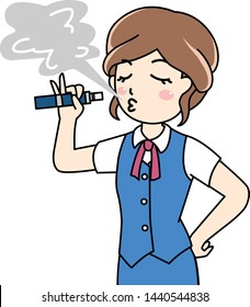 Business woman smoke an e-cigarette