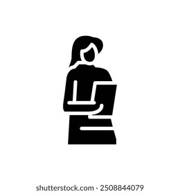 mulher de negócios ícone sólido vetor design bom para web ou aplicativo móvel