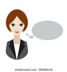 Business woman speaking. Flat illustration.