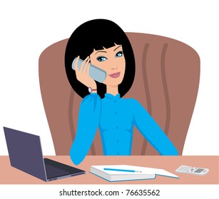 Business woman speaks on the phone. vector, no gradient