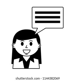 business woman and speech bubble communication