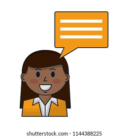 business woman and speech bubble communication