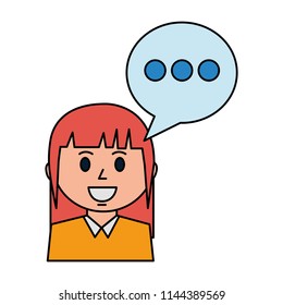 business woman and speech bubble communication