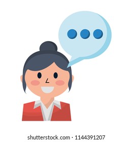 business woman and speech bubble communication