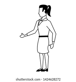 business woman standing avatar cartoon character vector illustration graphic design