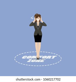 Business woman standing in comfort zone. Business concept