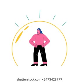 Business woman standing in comfort zone. Comfort zone concept. Flat vector illustration isolated on white background
