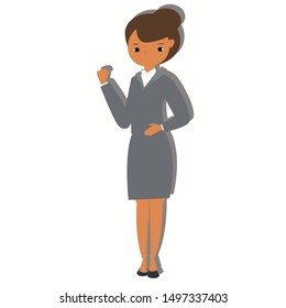 Business woman standing and encourage on white background. Business concept. Flat vector illustration for web site.
