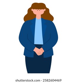 Business woman standing with a polite expression flat vector illustration