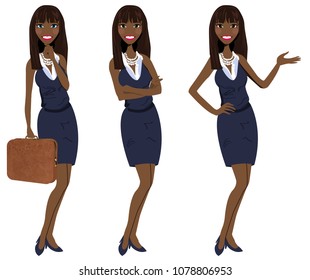 Business Woman standing in three poses presenting, arms crossed and holding briefcase. Business Woman Vector Entrepreneur Illustration Woman Female Lawyer Design Female Manager Icon Isolated Avatar