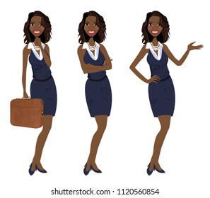 Business Woman standing in three poses presenting, arms crossed and holding briefcase. Business Woman Vector Entrepreneur Illustration Woman Female Lawyer Design Female Manager Icon Isolated Avatar
