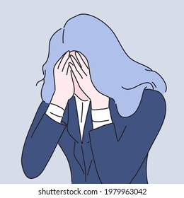 Business woman is stressed character design of vector.