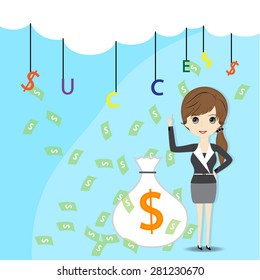 Business woman with success finance concept
