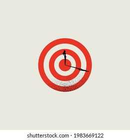 Business woman success and hitting target vector concept. Symbol of completing objective, achievment. Minimal eps10 illustration.