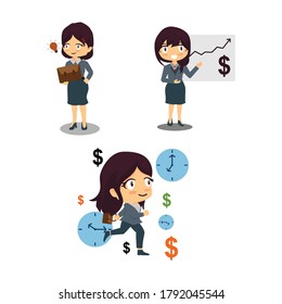Business Woman Success Money Illustration Vector