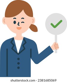 Business woman suit check upper body illustration