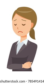 A business woman in a suit is depressed