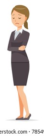 A business woman in a suit is depressed