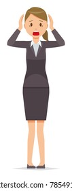 A business woman in a suit is in a hurry