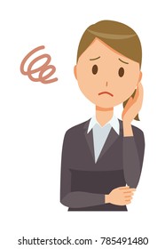 Business woman in suit is in trouble