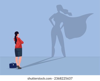 La mujer de negocios es súper héroe con fuerte motivación Super Hero Sombra de liderazgo Motivación Silhouette Concept Vector ilustración