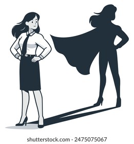 Business Woman Superhero, Ideal for Empowerment and Professional Themes - Flat Vector Illustration