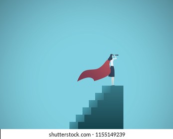 Business woman superhero leader vector concept. Symbol of leadership, success, ambition, achievement, successful woman. Eps10 vector illustration.