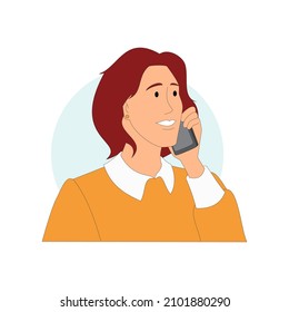 Business woman taking a call. Vector image