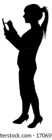 business woman taking notes, silhouette vector