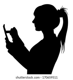 business woman taking notes, silhouette vector