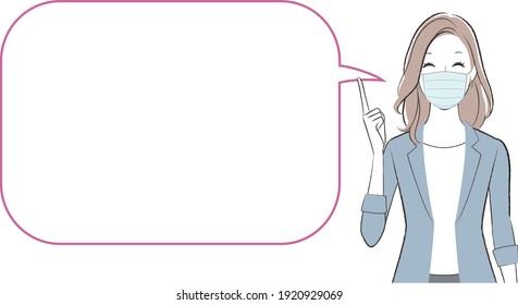 A business woman talking about something with speech bubble