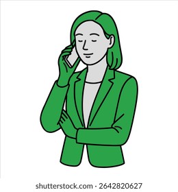 Business Woman Talking on Phone Vector Illustration Communication Professionalism