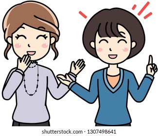 Business woman are talking together. This can use for presentation, website, book, business card.