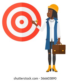 Business woman with target board.