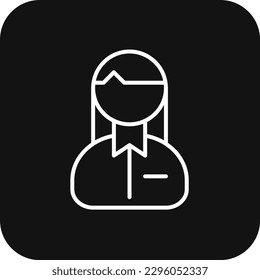 Business woman Teamwork and Management icon with black filled line style. female, person, people, girl, profile, user, worker. Vector illustration