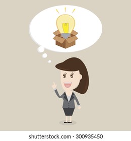 business woman think outside the box,Vector illustrations