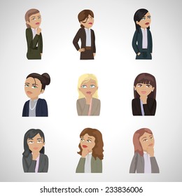 Business Woman Thinking - Isolated On Gray Background - Vector Illustration, Graphic Design Editable For Your Design 