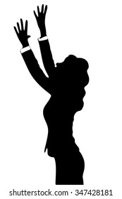 business woman trying to reach something with her hands
